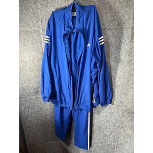 Vintage 90's Adidas Blue Tracksuit Set White Stripes Full Zip Jacket Pants L